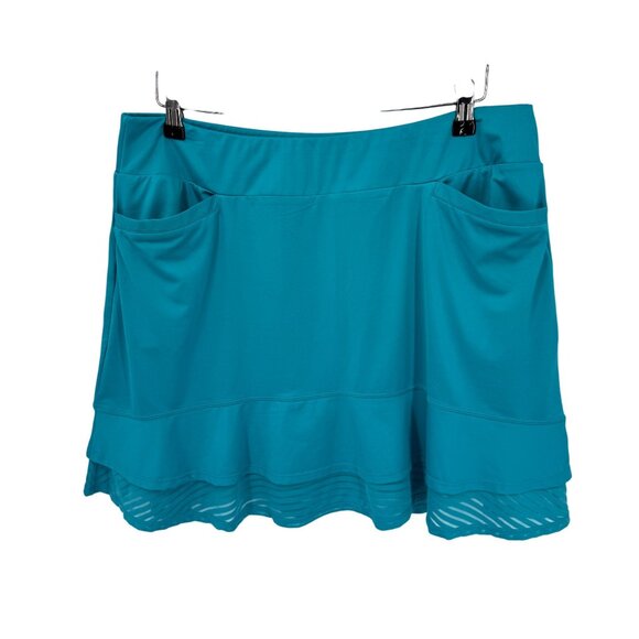 Tail Tennis Golf Skort Womens Large‎ Green Blue Polyester Sheer Trim Pockets - Picture 1 of 7